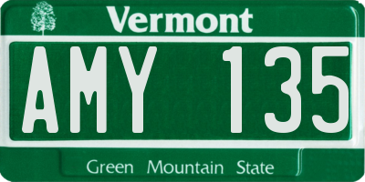 VT license plate AMY135