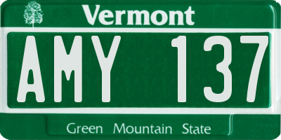 VT license plate AMY137