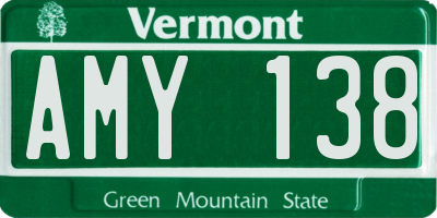 VT license plate AMY138