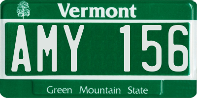 VT license plate AMY156