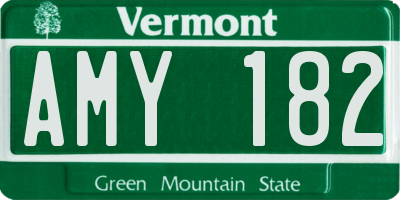 VT license plate AMY182