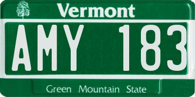 VT license plate AMY183