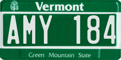 VT license plate AMY184