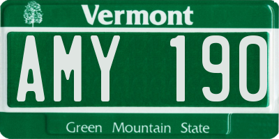 VT license plate AMY190