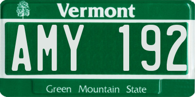 VT license plate AMY192