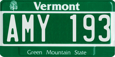 VT license plate AMY193