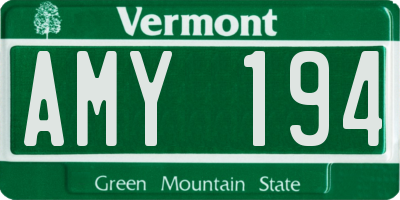 VT license plate AMY194