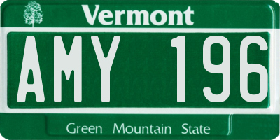 VT license plate AMY196