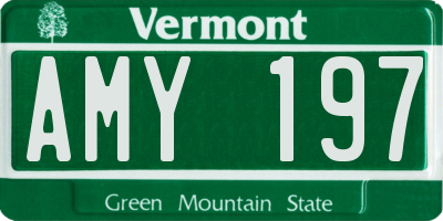 VT license plate AMY197