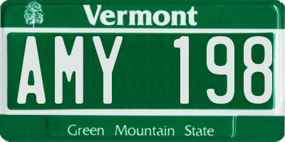 VT license plate AMY198
