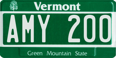 VT license plate AMY200