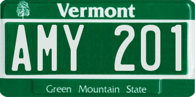 VT license plate AMY201