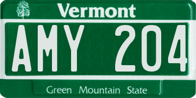 VT license plate AMY204