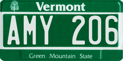 VT license plate AMY206