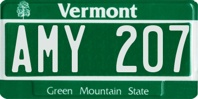 VT license plate AMY207