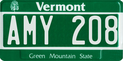 VT license plate AMY208