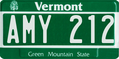 VT license plate AMY212