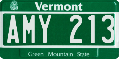 VT license plate AMY213