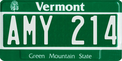 VT license plate AMY214