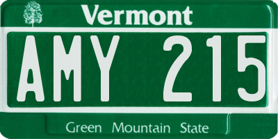 VT license plate AMY215
