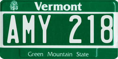 VT license plate AMY218
