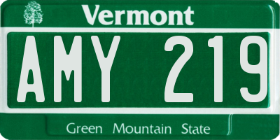 VT license plate AMY219