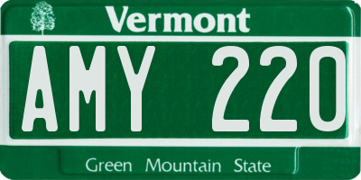 VT license plate AMY220