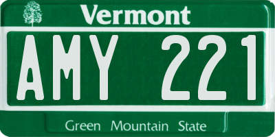 VT license plate AMY221