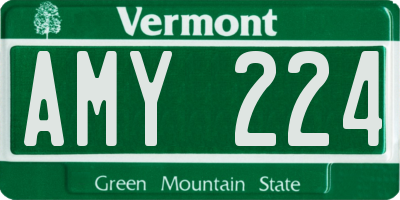VT license plate AMY224