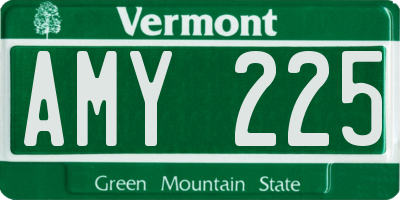 VT license plate AMY225