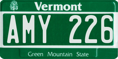VT license plate AMY226