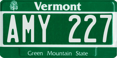 VT license plate AMY227