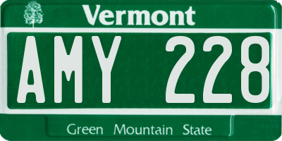 VT license plate AMY228