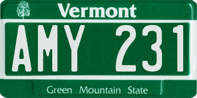 VT license plate AMY231