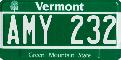 VT license plate AMY232