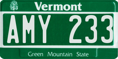 VT license plate AMY233