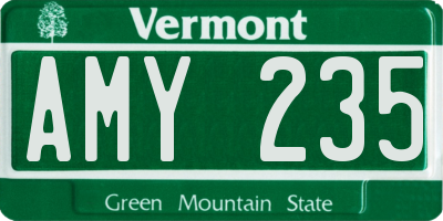 VT license plate AMY235