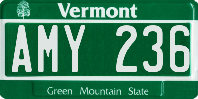 VT license plate AMY236