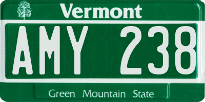 VT license plate AMY238