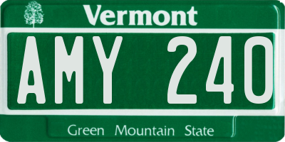 VT license plate AMY240