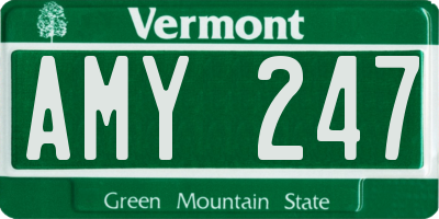 VT license plate AMY247