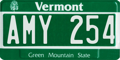 VT license plate AMY254