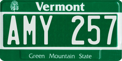 VT license plate AMY257