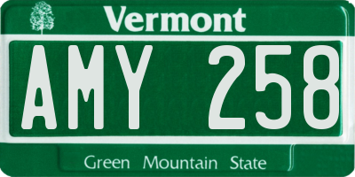 VT license plate AMY258