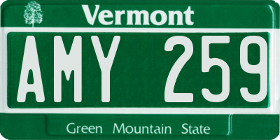 VT license plate AMY259