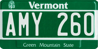 VT license plate AMY260