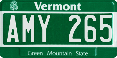 VT license plate AMY265