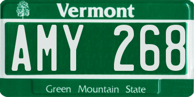 VT license plate AMY268