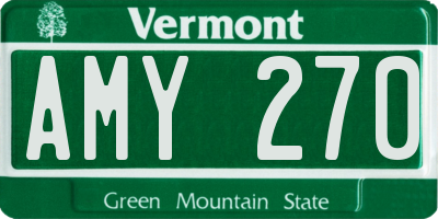 VT license plate AMY270