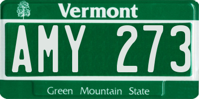 VT license plate AMY273